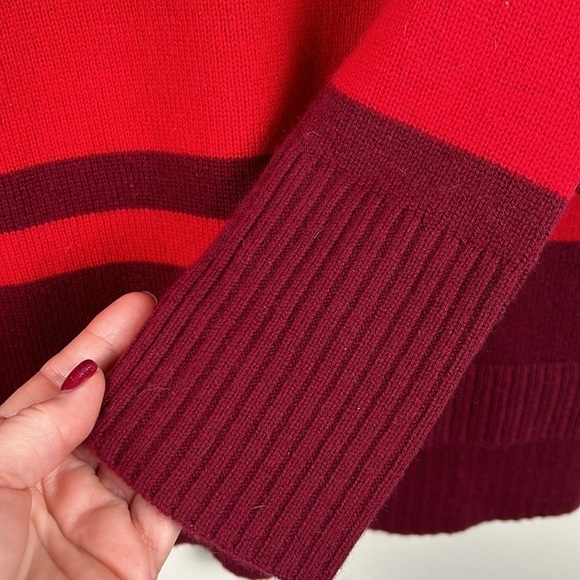 Athleta Cashmere Lodge Sweater Chianti Stripe Red Tan Women XXS - Picture 5 of 12